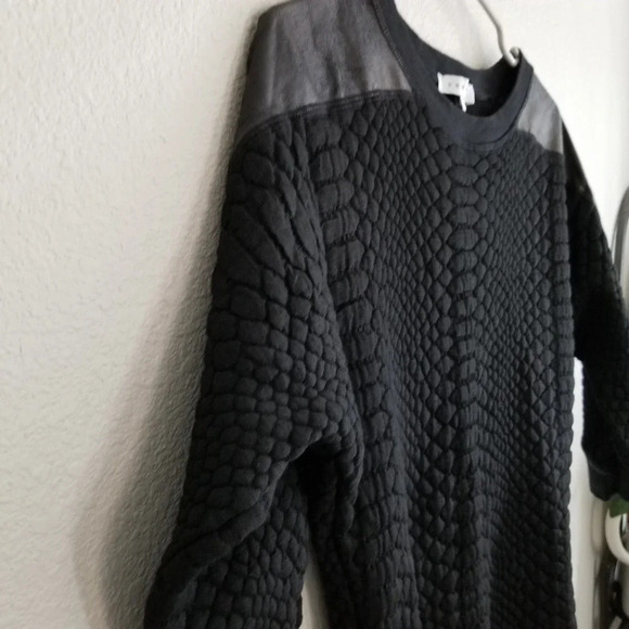 Sandro Women's Wool Blend Dress 3/4 Sleeve Size Small Black Embossed Dark - Picture 2 of 9